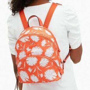 Kate Spade orange white wild bloom Karissa nylon medium sized backpack